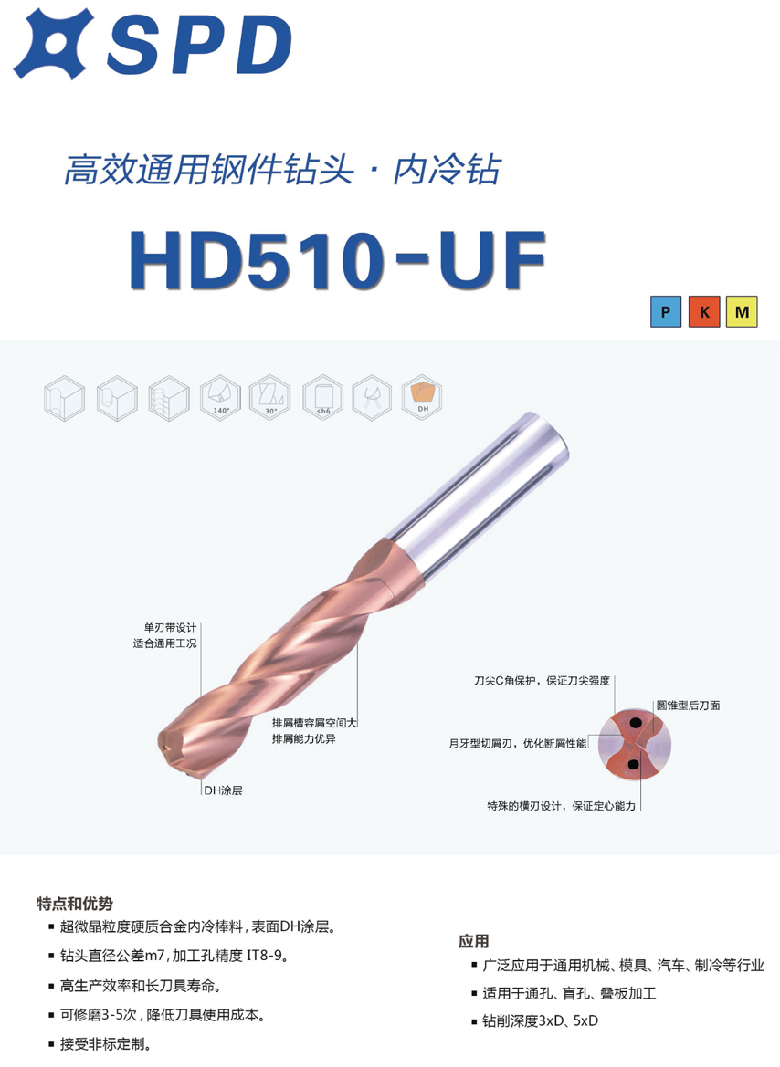 3D/5D内冷钻 硬质合金钨钢钻头HD510-UF